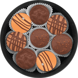 Choco Lovers handcrafted chocolate macarons assortment with drizzles and cocoa dusting
